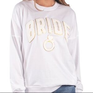 Simply Southern White "BRIDE" Sweatshirt with Gold Accents